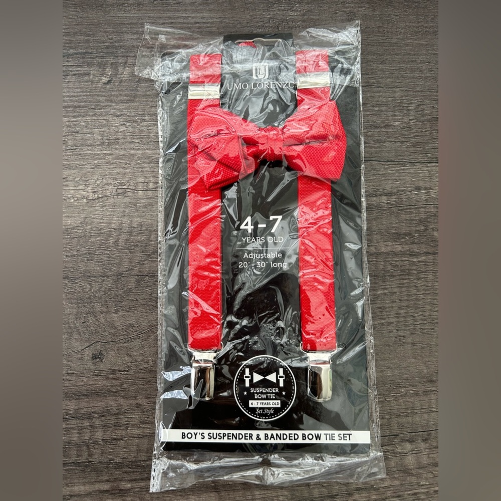 Umo Lorenzo Suspender and Bow Tie Set Adjustable 4-7 years old